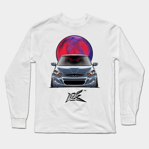 hyundai accent stanced denim blue Long Sleeve T-Shirt by naquash